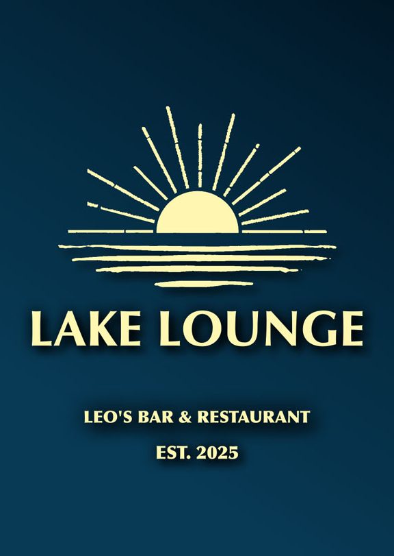 Logo des Lake Lounge mit einem Sonnenmotiv und dem Schriftzug „Lake Lounge“.